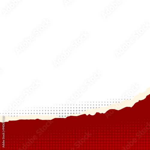 Red Torn Paper Border With Halftone
