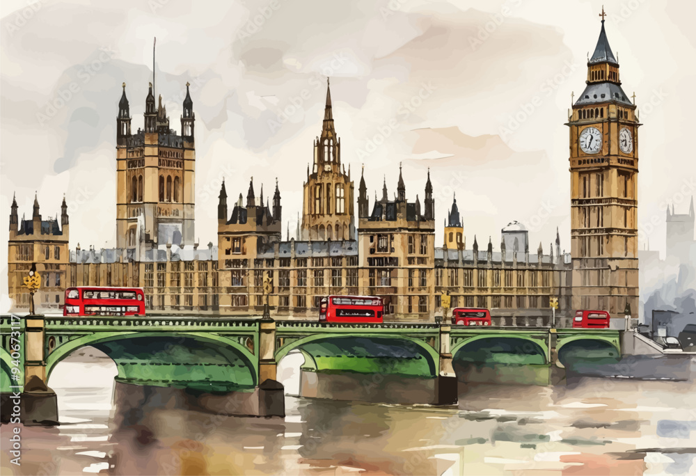 Fototapeta premium London Bridge and Big Ben, UK