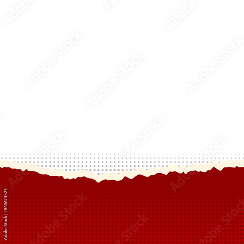 Red Torn Paper Border With Halftone