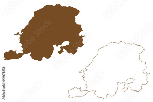 Isoluoto island (Republic of Finland) map vector illustration, scribble sketch Isoluoto map