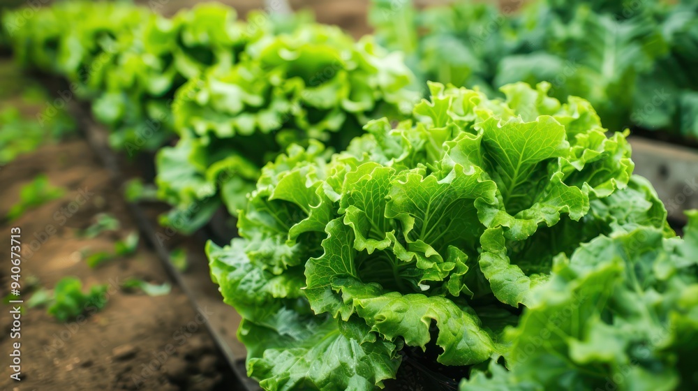 Close-Up of Fresh Green Lettuce in a Garden Close-Up of Fresh Green Lettuce in a Garden
