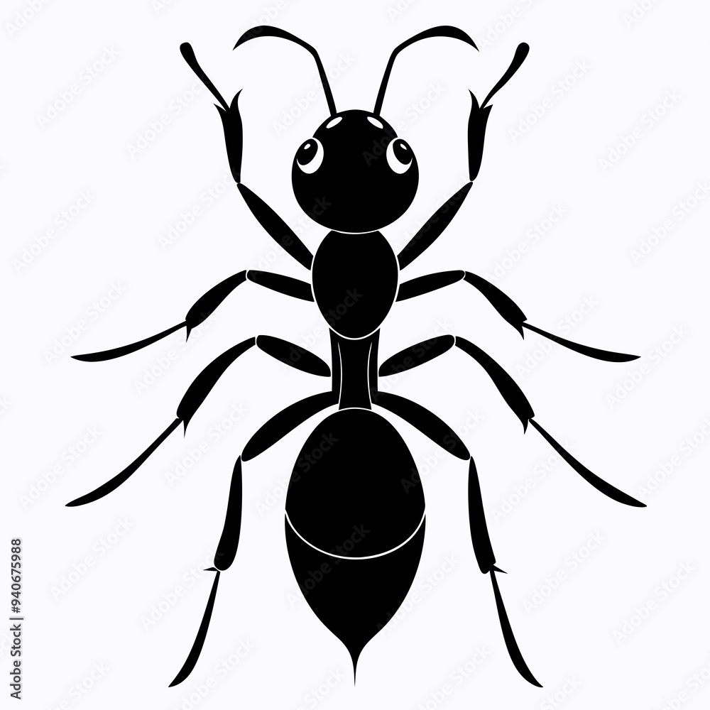a ant silhouette black and white generative AI. a ant silhouette black and white generative AI.