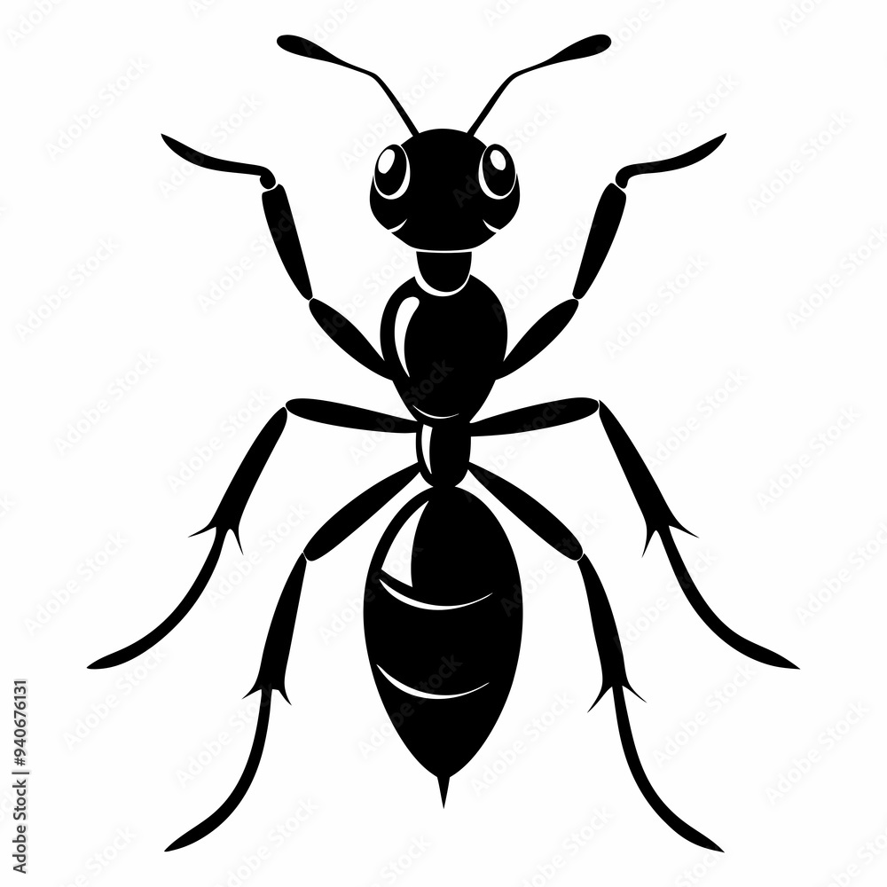 a ant silhouette black and white generative AI. a ant silhouette black and white generative AI.