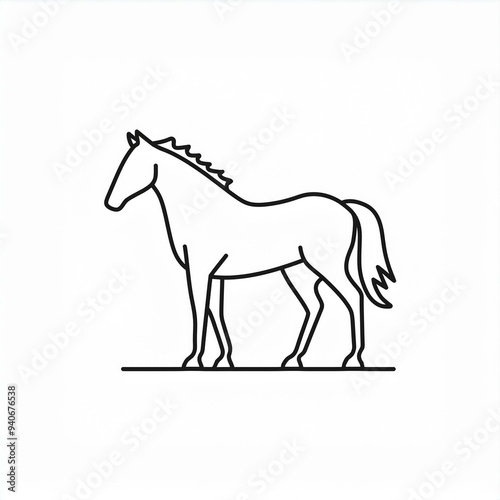 horse black icon isolated on white