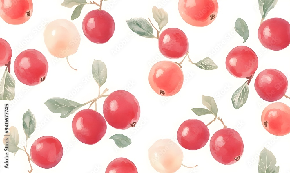cranberry illustration pattern , Generative AI cranberry illustration pattern , Generative AI