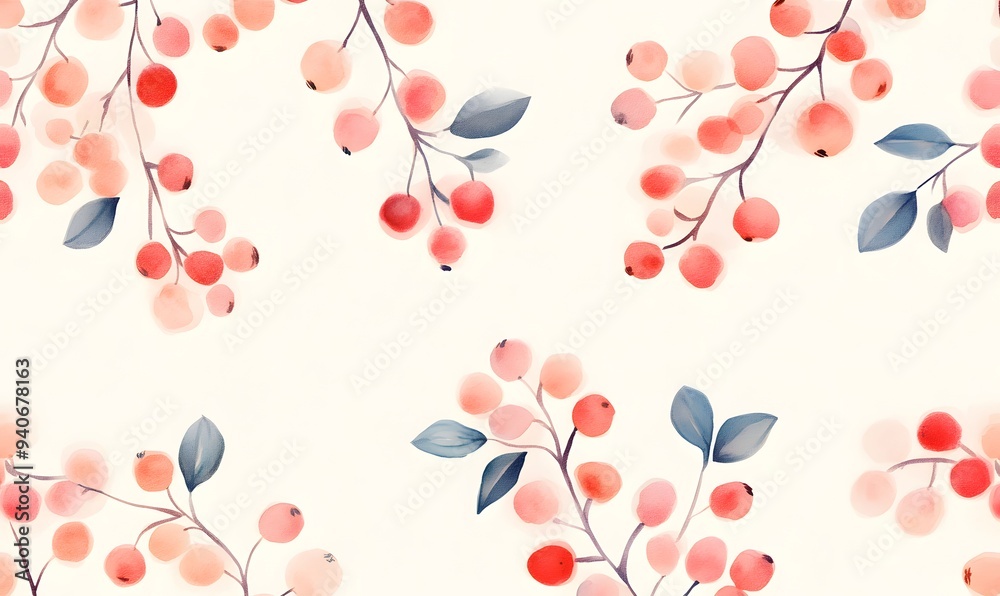 cranberry illustration pattern , Generative AI cranberry illustration pattern , Generative AI