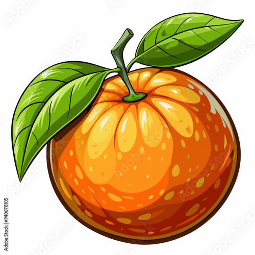 A Single Orange with Green Leaves