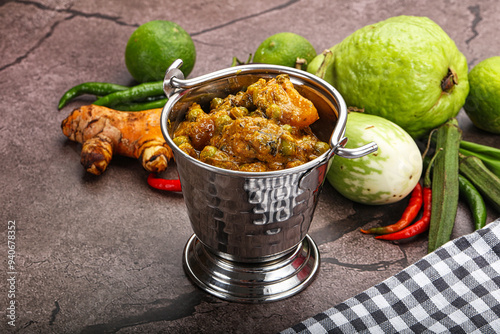 Indian traditional cuisine Aloo mutter photo