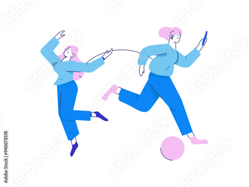 People exercising healthy running vector internet operation illustration
