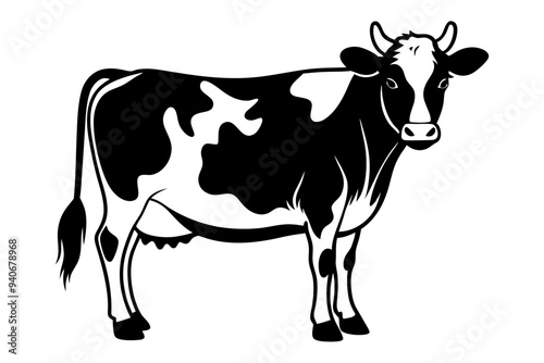 Cow silhouette Vector Illustration, Dairy cow