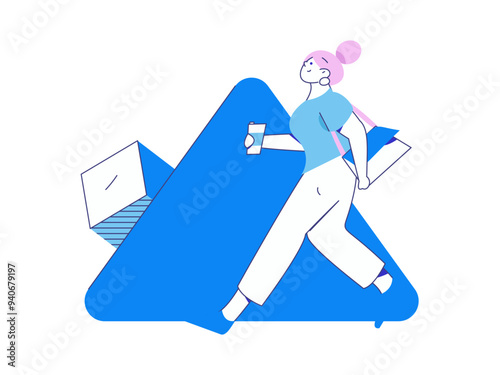 People exercising healthy running vector internet operation illustration
