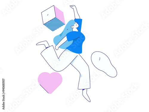 People exercising healthy running vector internet operation illustration
