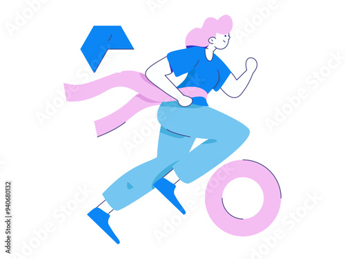 People exercising healthy running vector internet operation illustration
