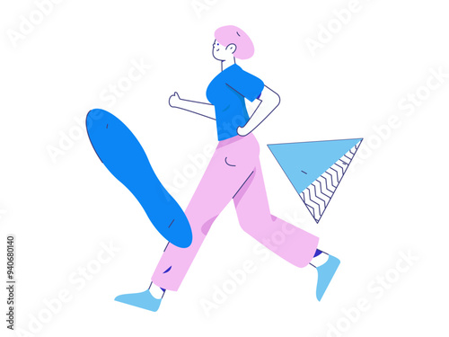 People exercising healthy running vector internet operation illustration
