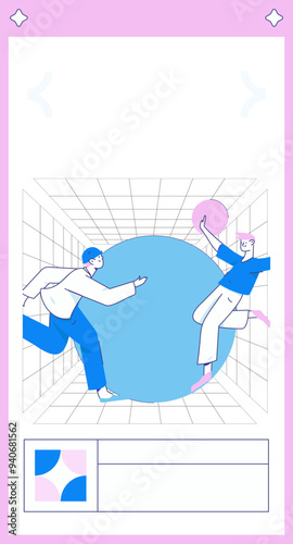 People exercising healthy running vector internet operation illustration
