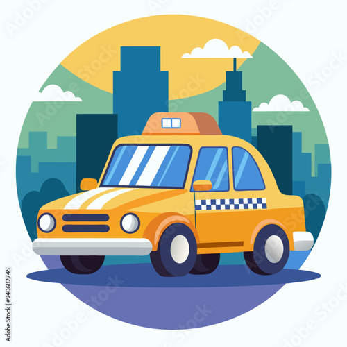 Yellow Taxi Cab in a Cityscape Setting