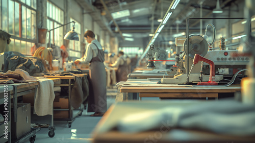 Wallpaper Mural A photorealistic scene of a garment factory showcasing dedicated workers and seamstresses in tailoring, advocating for better wages and labor laws Torontodigital.ca