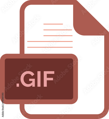 GIF File extension icon color fill rounded corners inside transparent photo