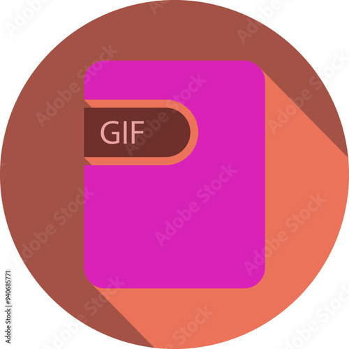 GIF File icon black shadow with rounded corners in circular shape photo