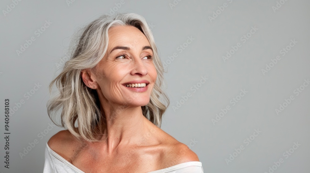 Cheerful senior woman after spa treatment smiling. Cheerful senior woman after spa treatment smiling.