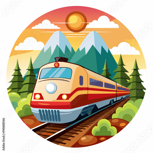 Wallpaper Mural Train Journey Through Mountainous Landscape at Sunset Torontodigital.ca