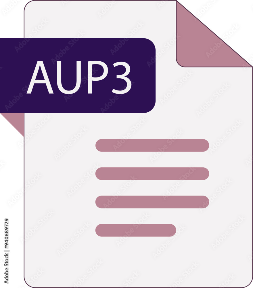 AUP3 File icon with folded style document AUP3 File icon with folded style document
