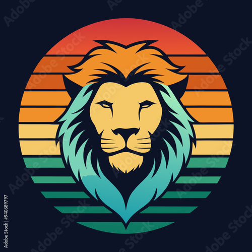  Lion head illustration for T-shirt design 