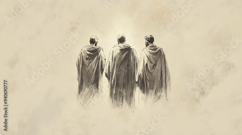  Biblical Illustration of Moses, Aaron, and Samuel in Prayer Before the Lord, with Divine Light Shining Down, Symbolizing the Intercessors Who Called Upon God’s Name and Were Answered 