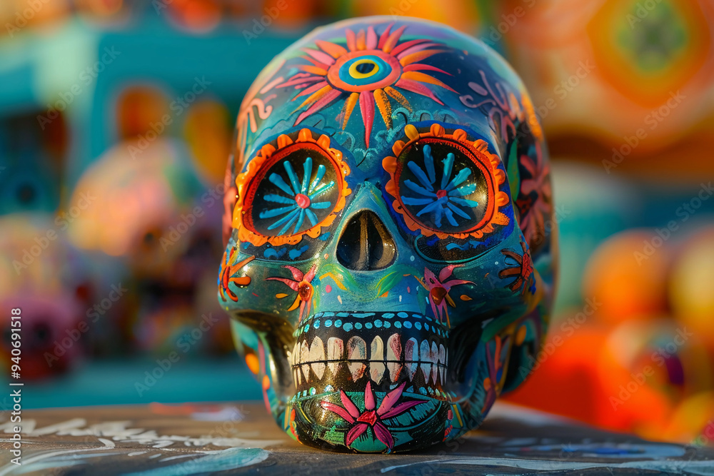 Beautiful greeting card with bright holiday composition for happy to joy celebrate dia de muertos Beautiful greeting card with bright holiday composition for happy to joy celebrate dia de muertos