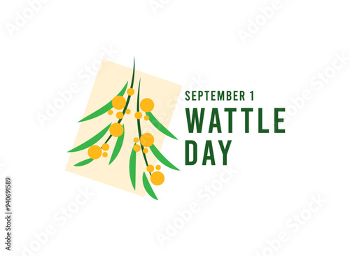 Vector Illustration of Wattle Day. September 1. Flat design vector.