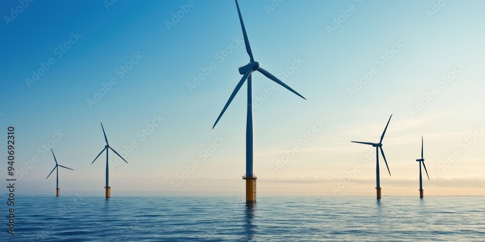 Offshore Wind Farm Harnessing Renewable Energy Over Calm Seas Offshore Wind Farm Harnessing Renewable Energy Over Calm Seas