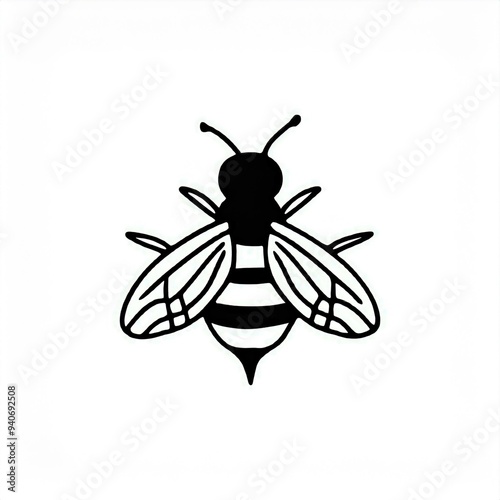 bee black icon isolated on white