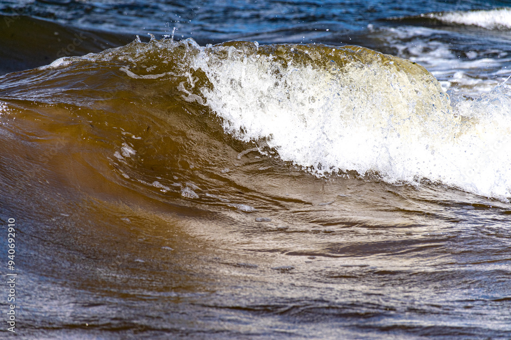 seascape, storm at sea, white waves crashing against the shore, Baltic Sea coast, Latvia seascape, storm at sea, white waves crashing against the shore, Baltic Sea coast, Latvia