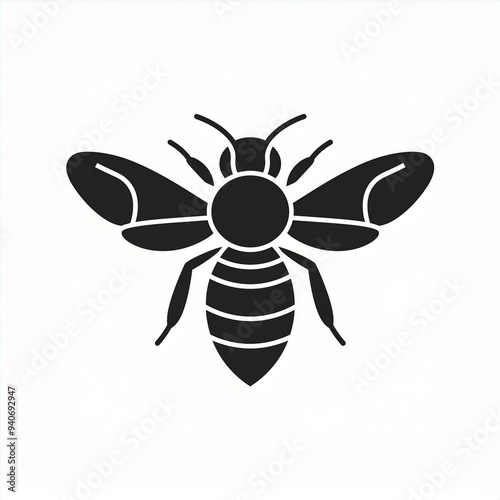 bee black icon isolated on white