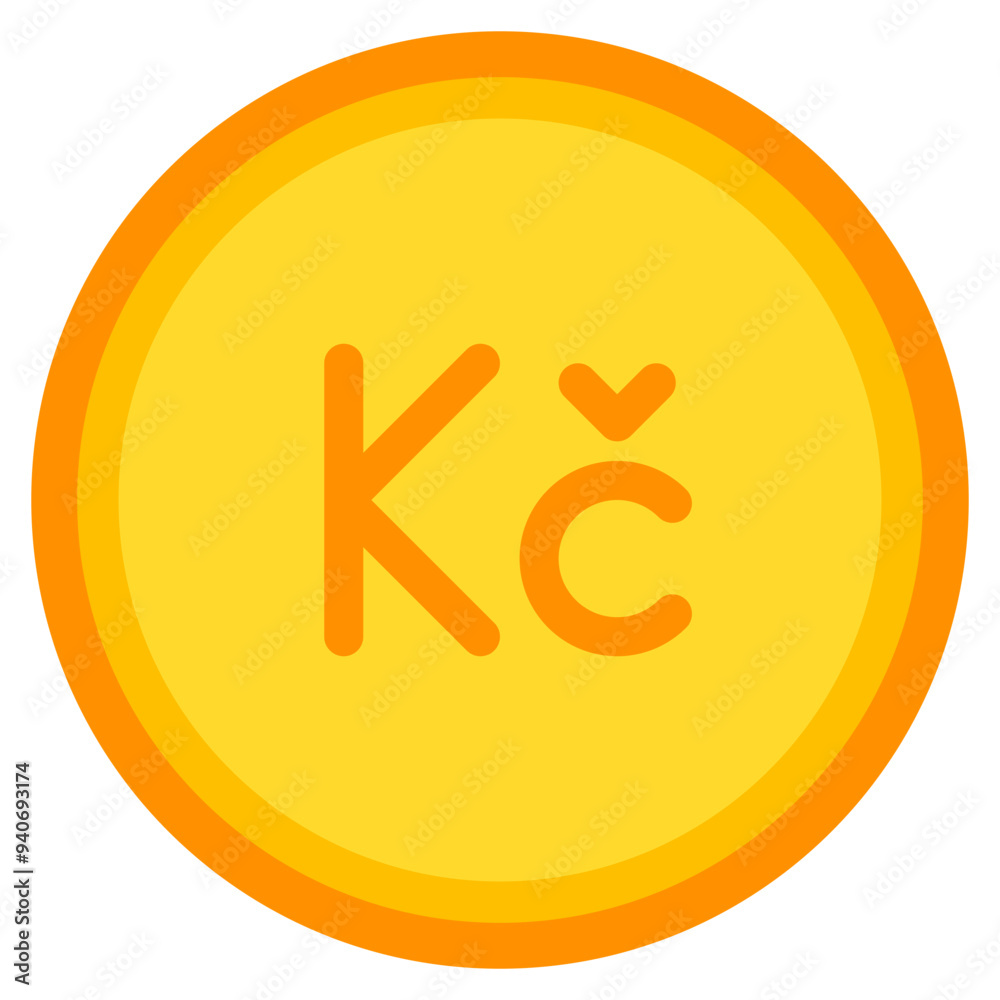 Czech koruna, coin, currency, money, cash Icon Czech koruna, coin, currency, money, cash Icon