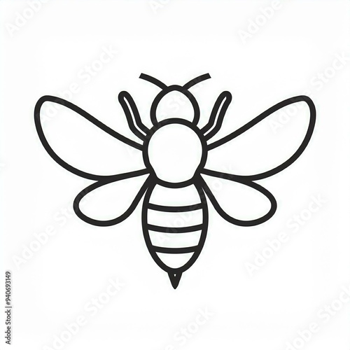 bee black icon isolated on white