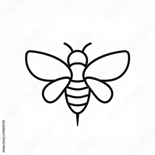 bee black icon isolated on white