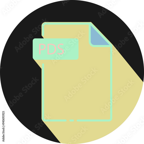 PDS File fomat minimal icon with circle outside