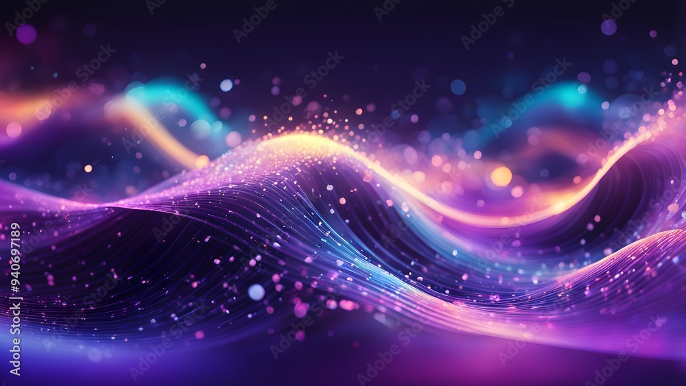 Obraz premium A colorful wave of light with a purple and yellow hue