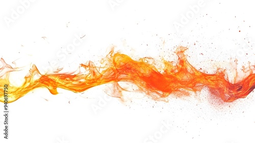 Fire Burst: A burst of flame, with tongues of fire reaching out in all directions, sharply contrasted against a white background.
 photo