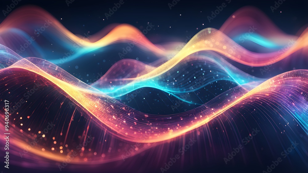 Fototapeta premium A colorful wave pattern with a blue and red stripe