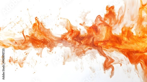 Fire Burst: A burst of flame, with tongues of fire reaching out in all directions, sharply contrasted against a white background.
 photo