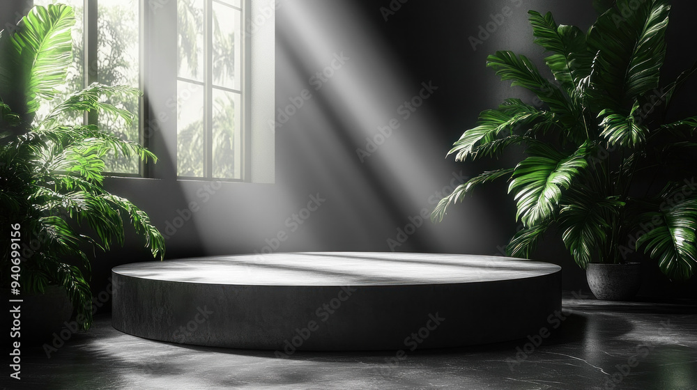 A minimalist podium set against a plain background, perfect for showcasing luxury products with a focus on simplicity and sophistication. A minimalist podium set against a plain background, perfect for showcasing luxury products with a focus on simplicity and sophistication.