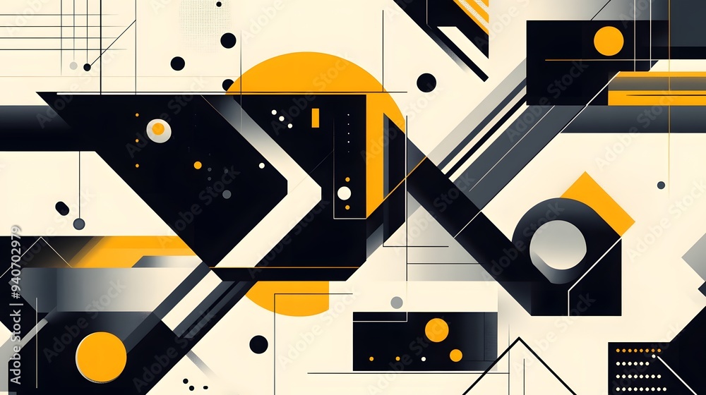 Obraz premium An abstract geometric design with overlapping vector modules, emphasizing symmetry and balance through the use of precise lines and bold shapes