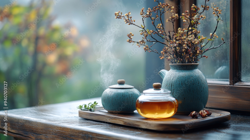 A relaxed morning ritual of brewing tea and savoring it in silence, perfectly capturing the unhurried pace of a lazy morning. A relaxed morning ritual of brewing tea and savoring it in silence, perfectly capturing the unhurried pace of a lazy morning.