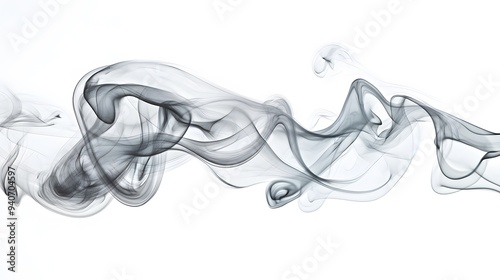 Floating Smoke Swirls: Ethereal smoke swirls in various patterns, floating gracefully against a pure white background. 