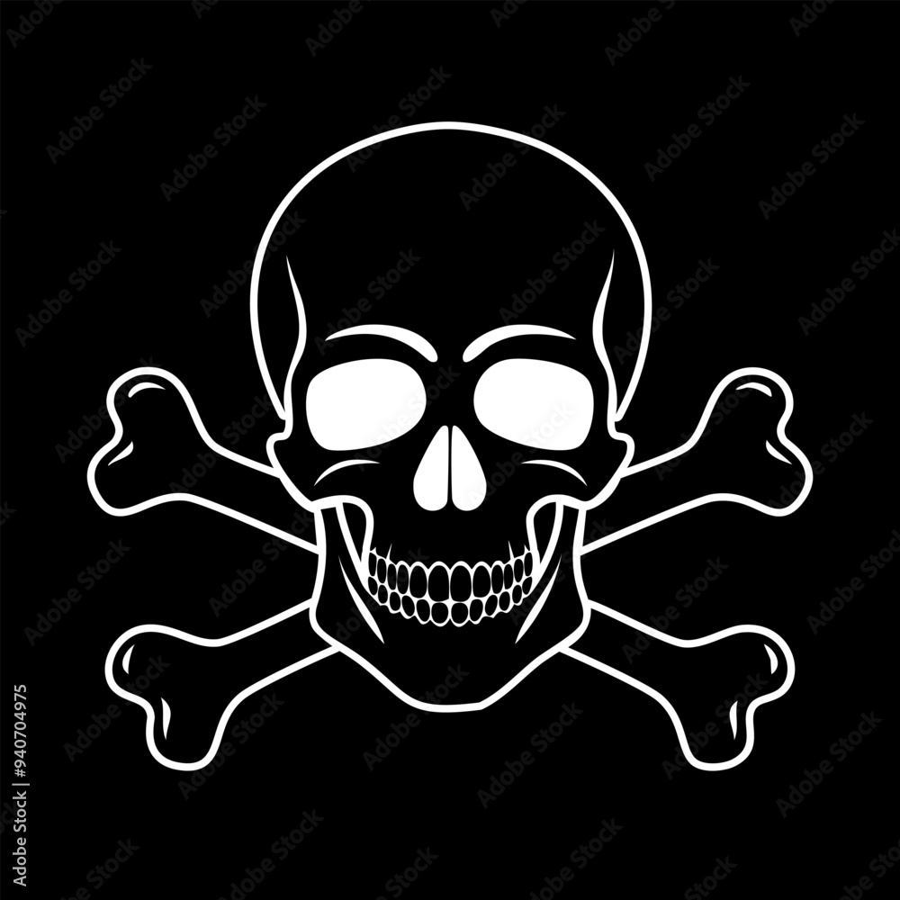 Skull and crossbones on black vector illustration Skull and crossbones on black vector illustration