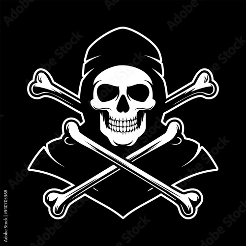 Skull monochrome silhouette vector
