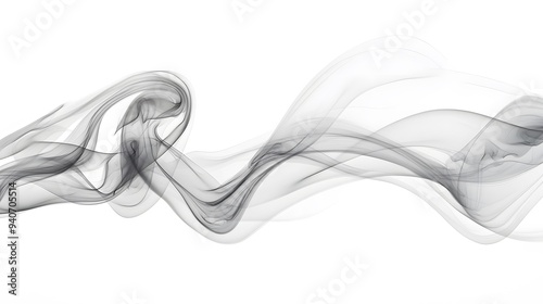 Floating Smoke Swirls: Ethereal smoke swirls in various patterns, floating gracefully against a pure white background. 