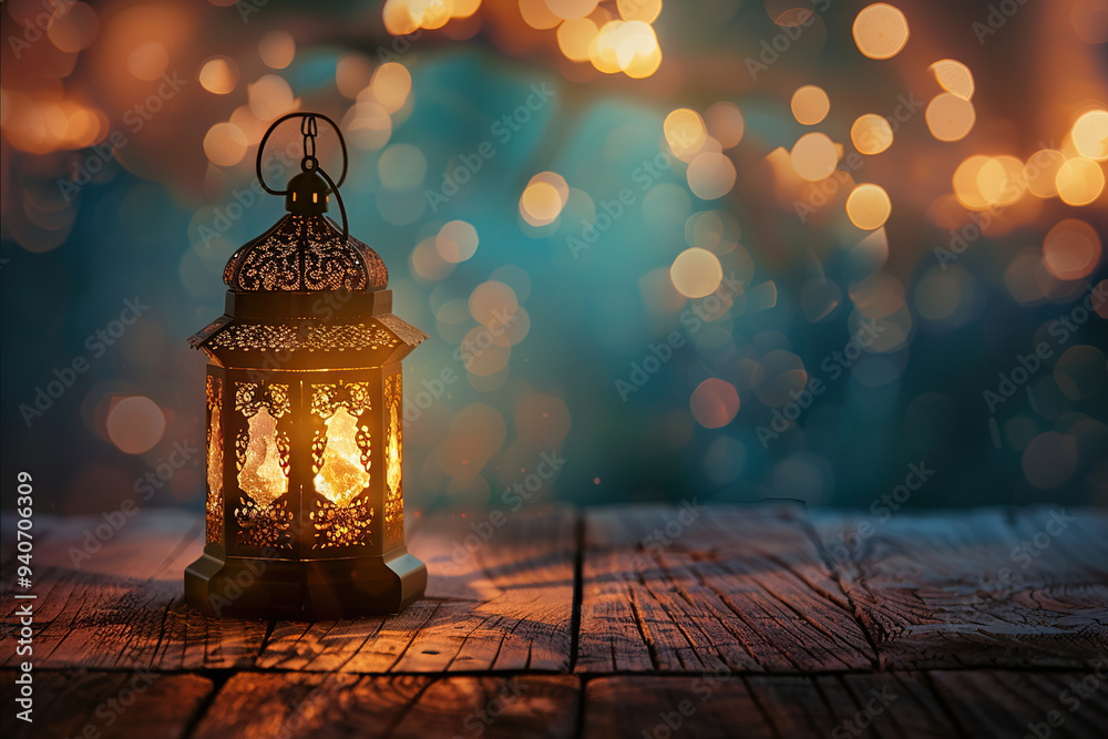 Beautiful greeting card with bright holiday composition for happy and joy celebrate Ramadan